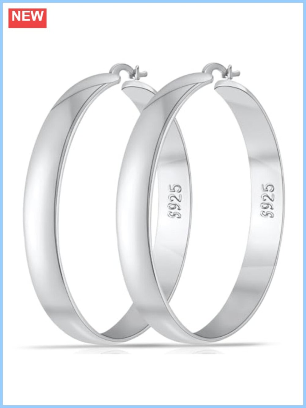 8mm Thick 925 Sterling Silver Hoop Earrings 14K Gold Hypoallergenic